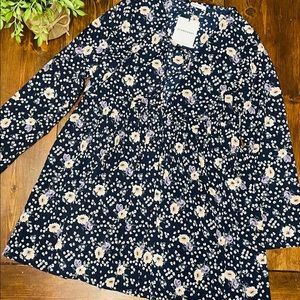 Glamorous navy floral long sleeve dress size 16